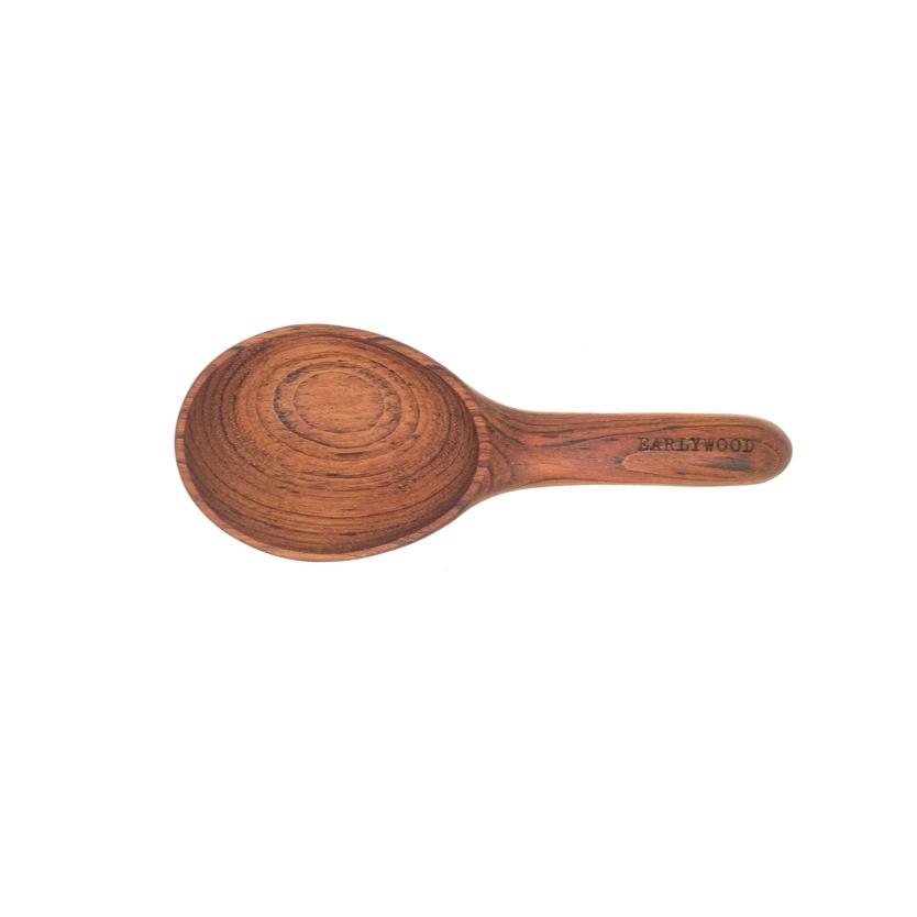 short handled big bowl wood serving spoon