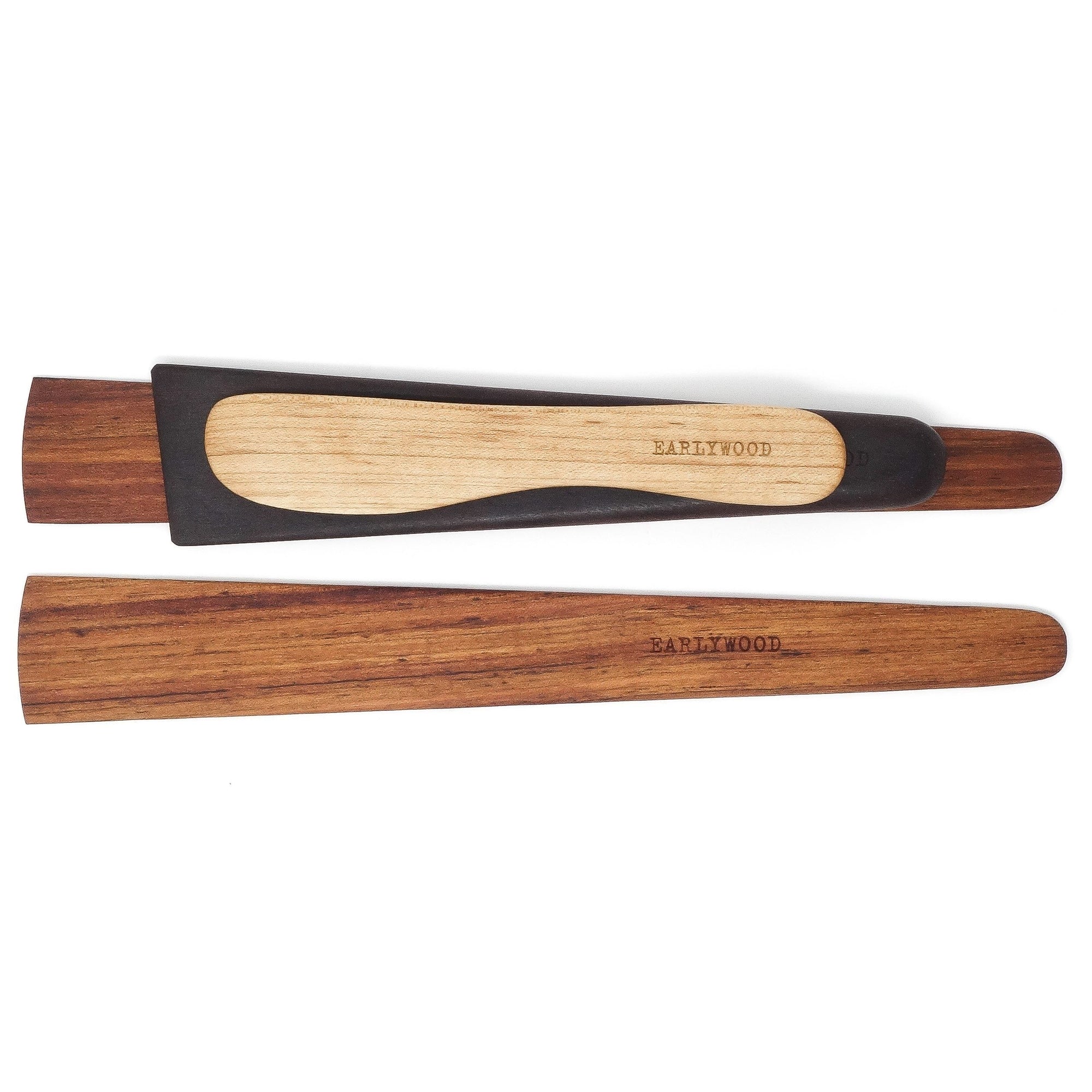 Earlywood essentials 4-piece wood spatula set - jatoba ebony maple