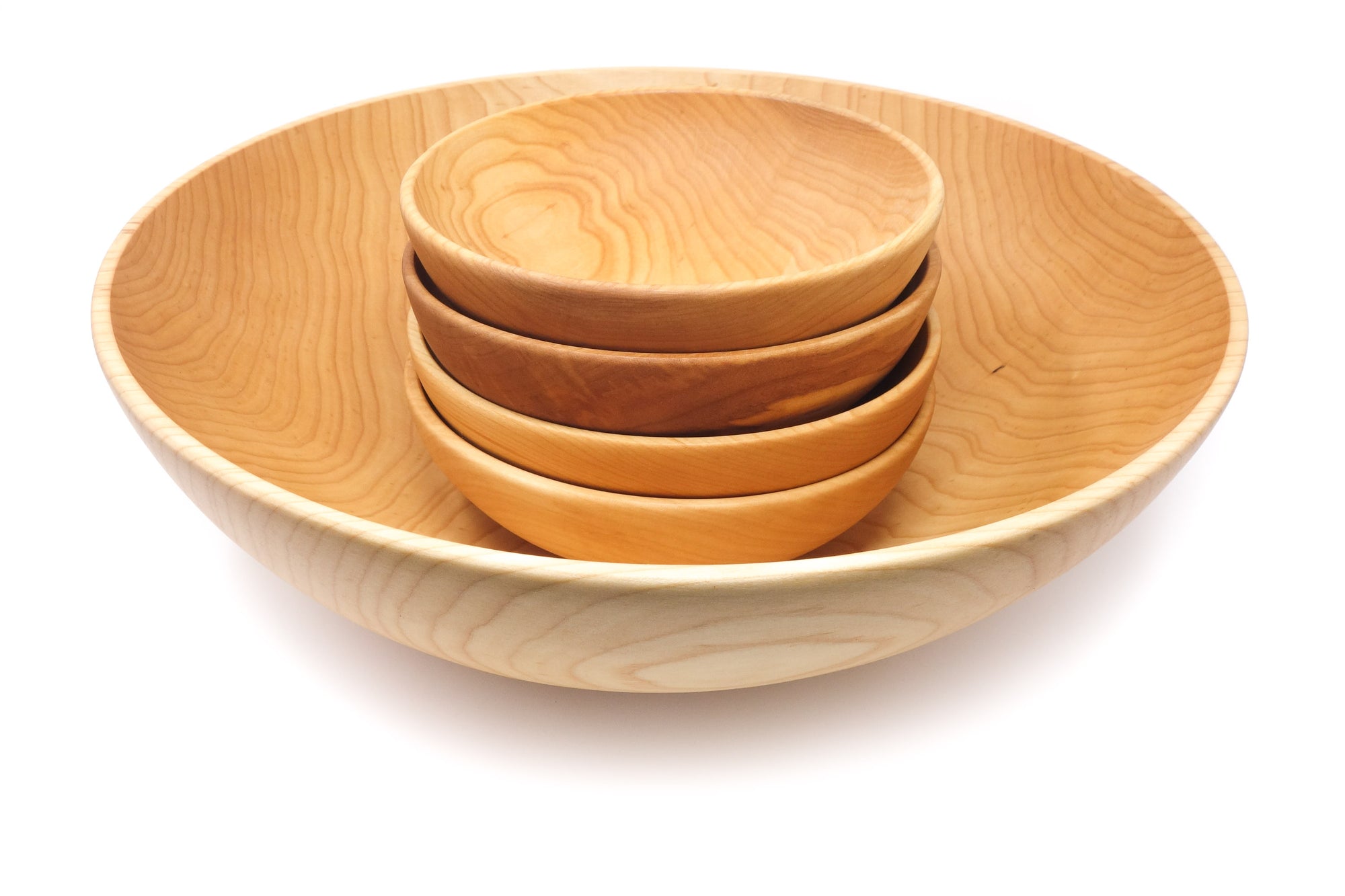 wooden bowl set - maple - 5 piece