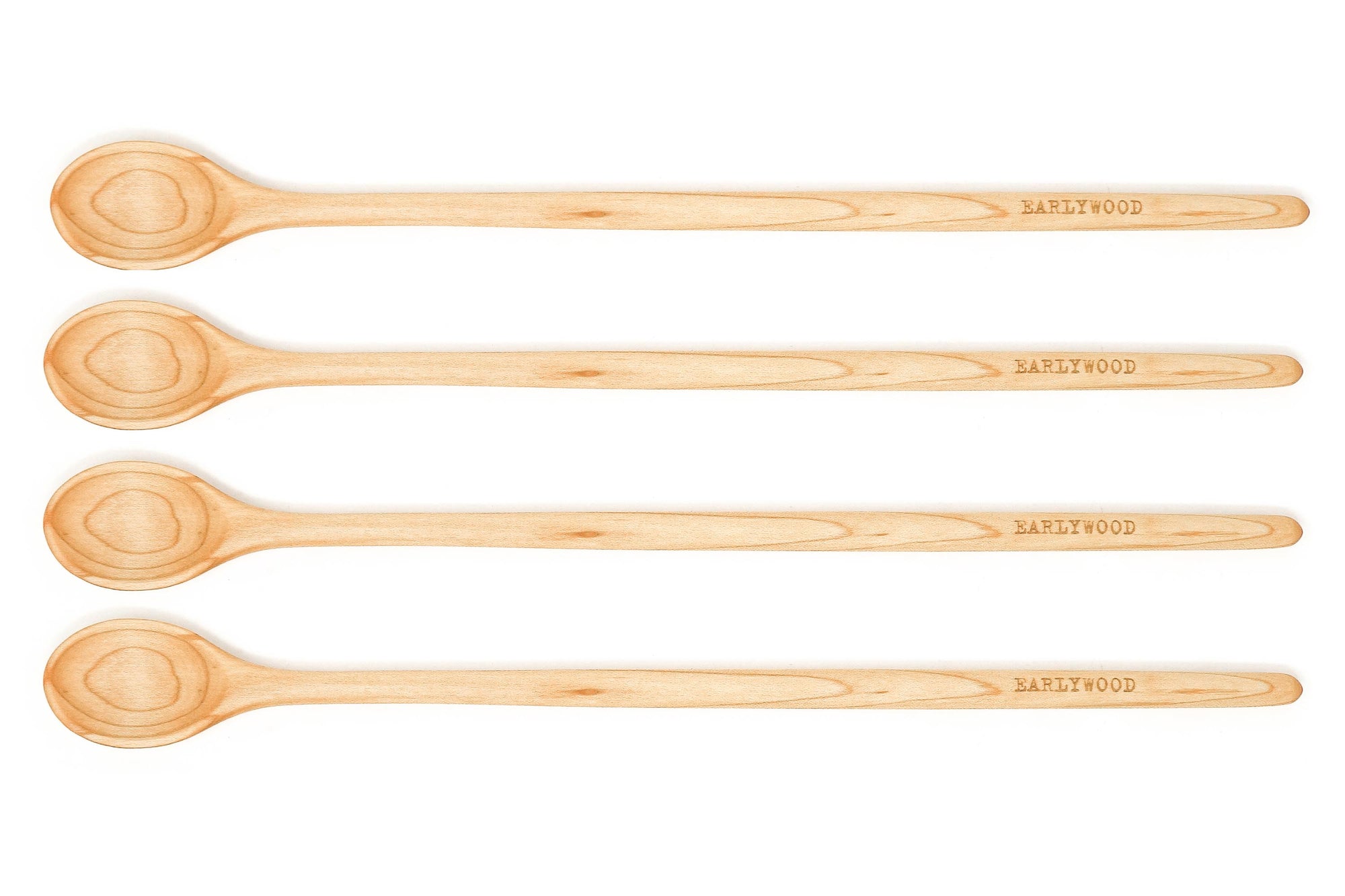 set of 4 hard maple tasting spoons 13" long - earlywood
