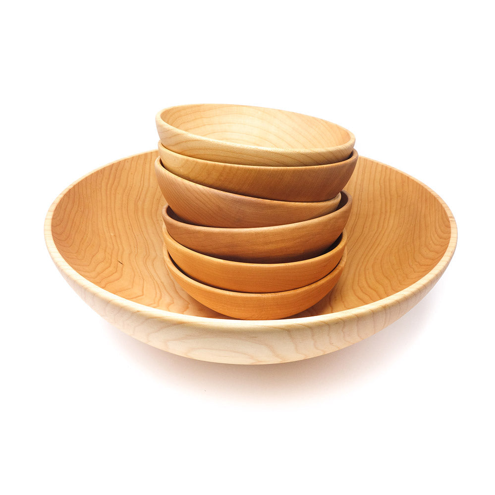 wooden bowl set - hard maple 7 piece