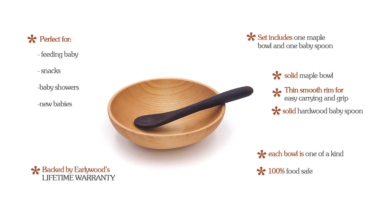 small wooden bowl with wooden baby spoon - Earlywood