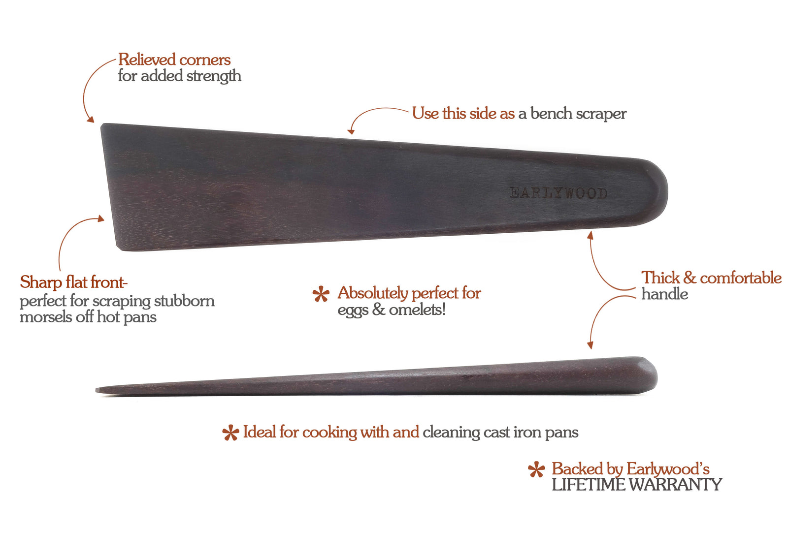 Hardwood Cast Iron Scraper