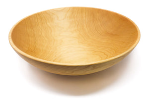 big wooden salad bowl on white background
