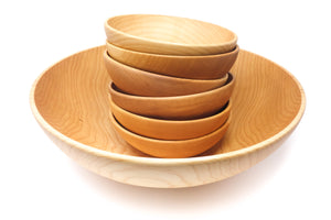 wooden bowl set - hard maple 7 piece