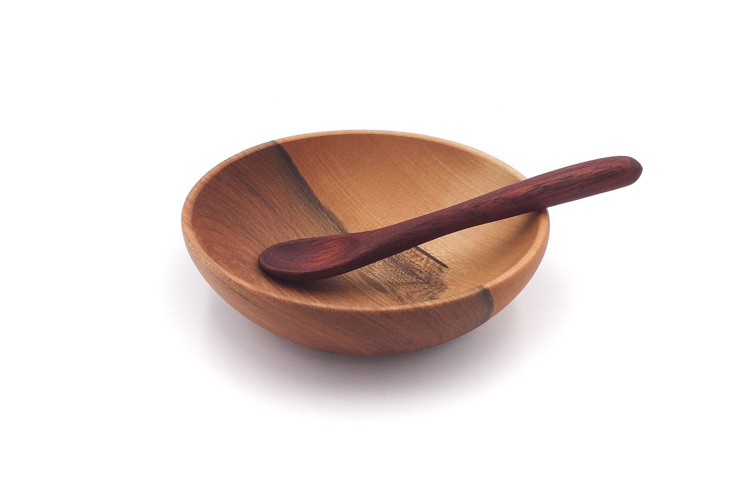 wooden baby bowl with wooden spoon