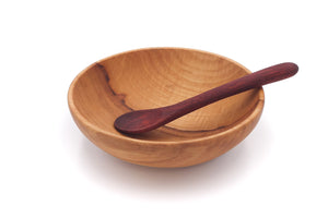 wooden baby bowl with bloodwood spoon