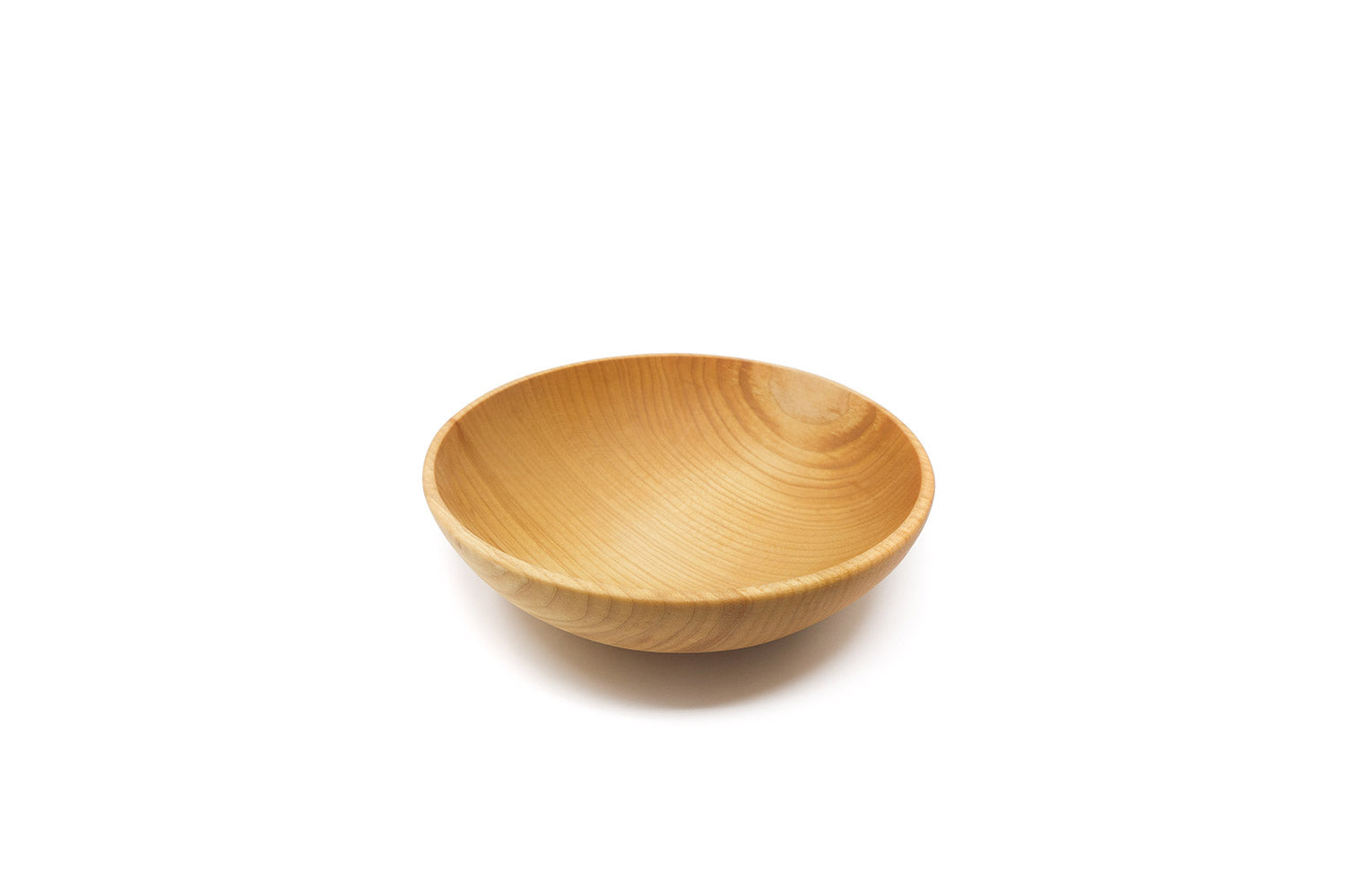 wooden salad bowl on white background