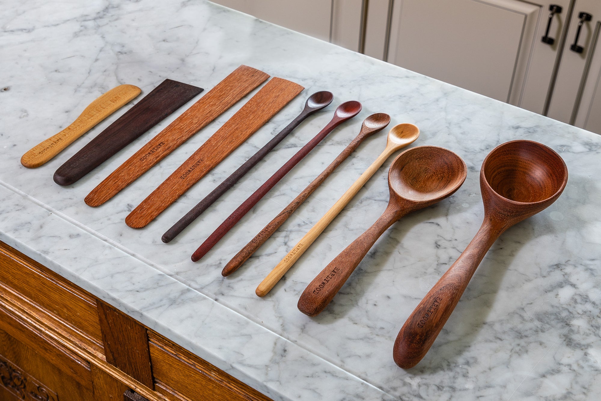 Kitchen tools and utensils made from wood
