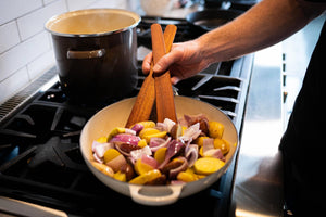 wooden spatulas for cooking in Staub cookware - Earlywood