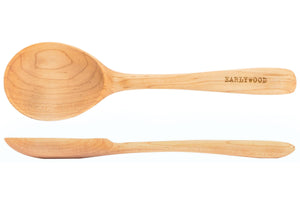 hard maple wood serving spoon with long handle and big bowl - Earlywood