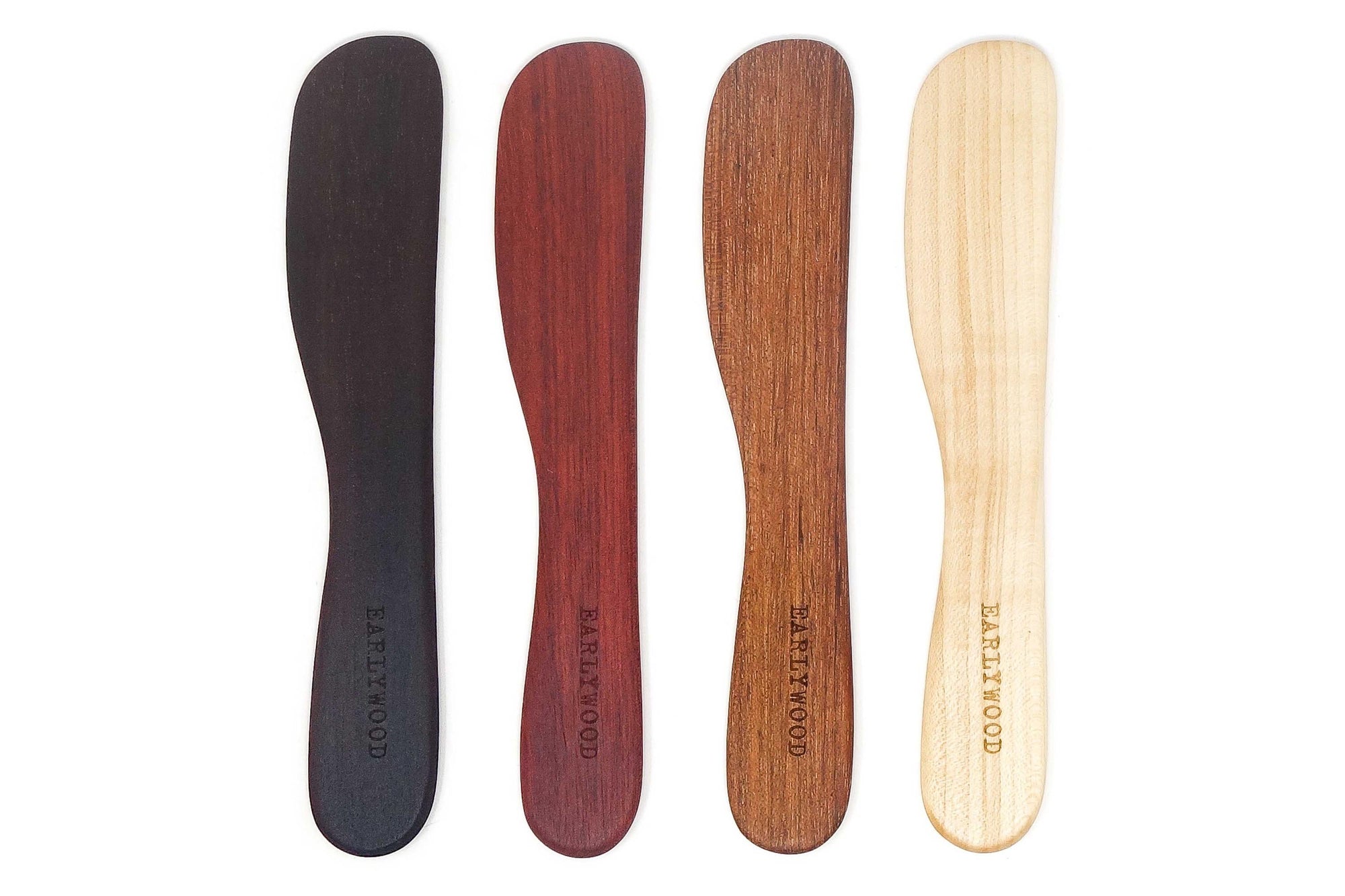 multicolored wood cheese knives set of 4 by Earlywood