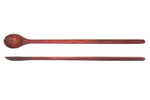 long thin red wooden spoon for tasting - bloodwood - Earlywood